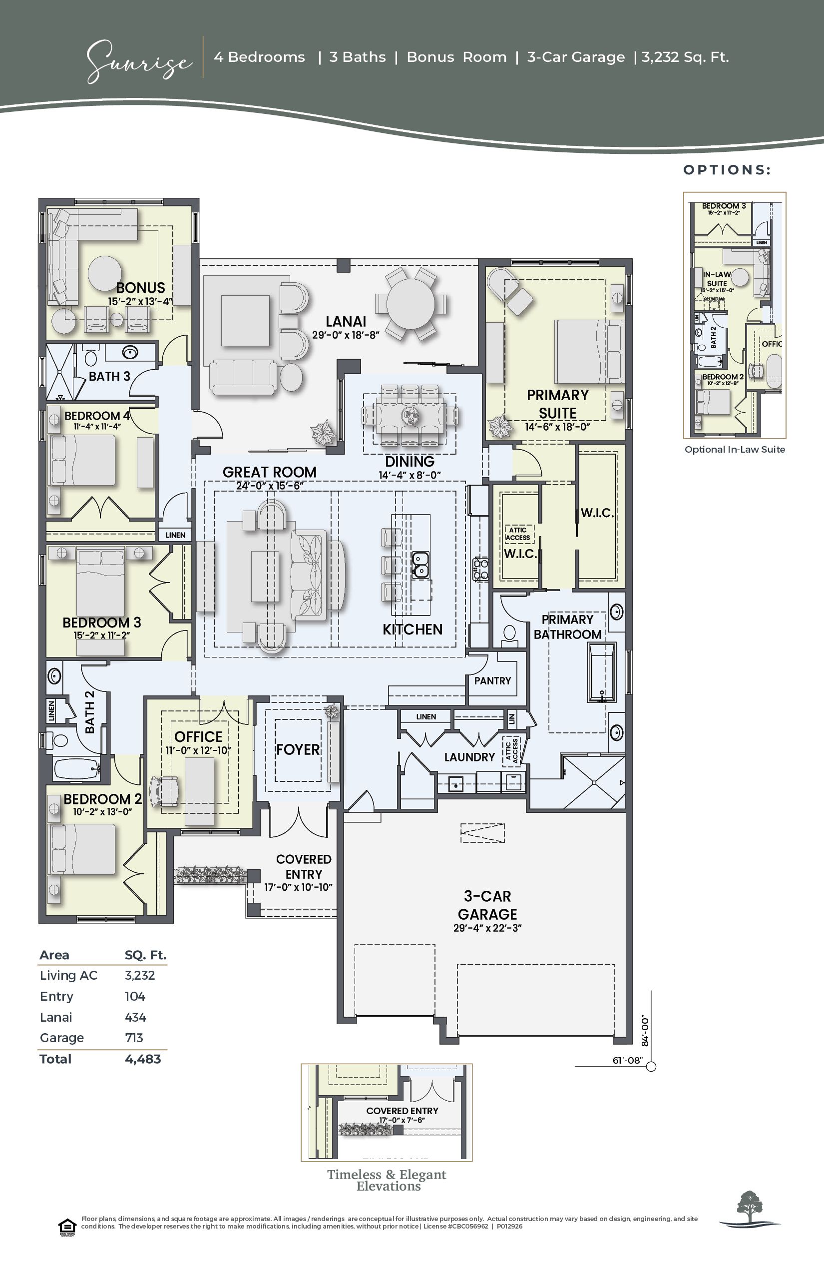 The Sunrise floor plan drawing