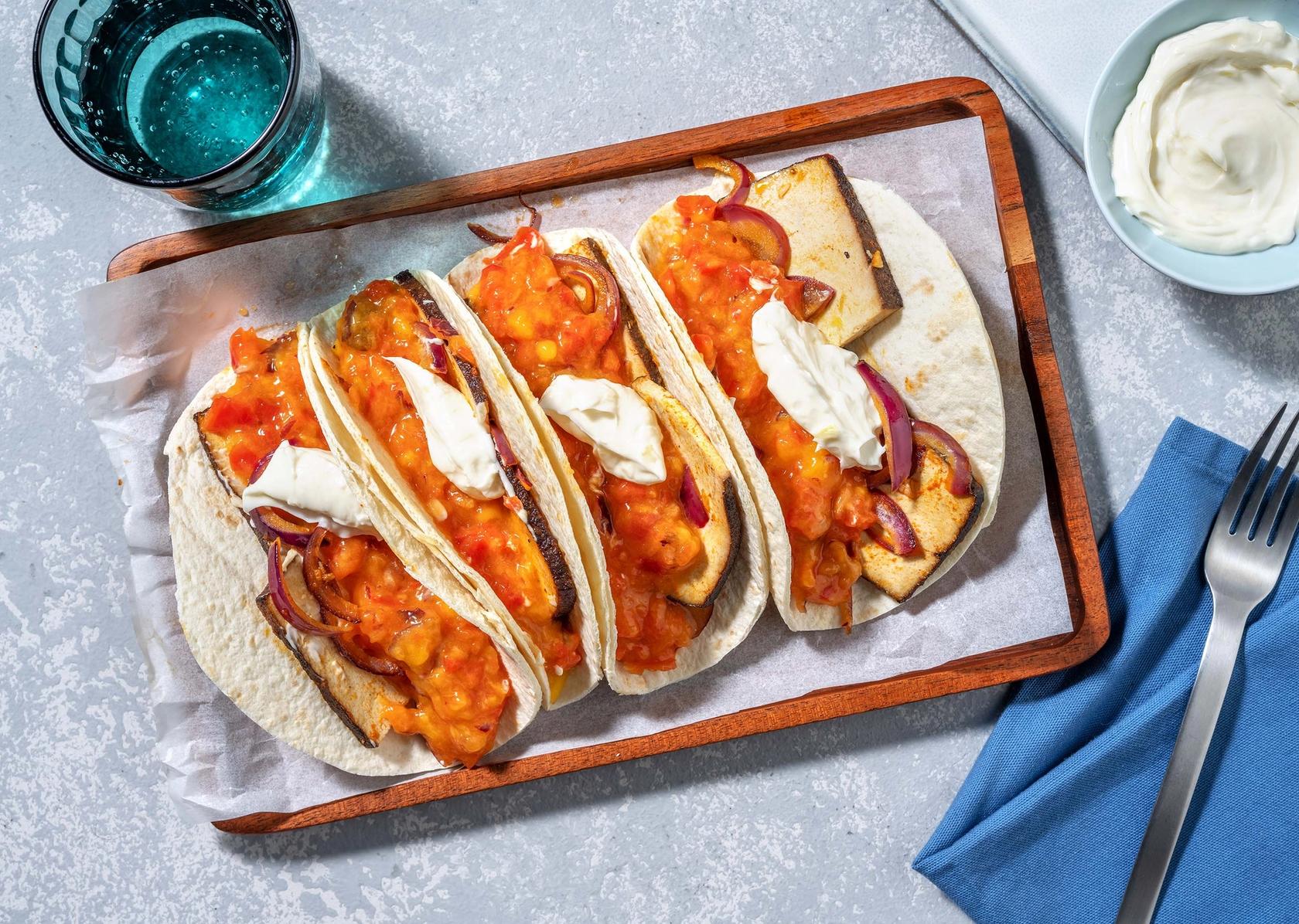 Tacos mit Filetstücken und Sriracha 