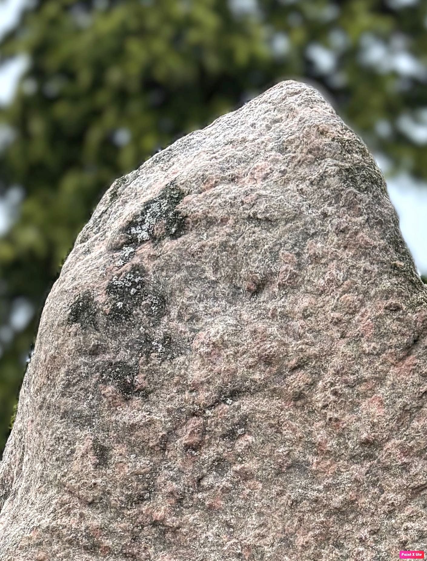 Det øverste af runesten ved Aars Kirke før konservering, der viser hvor snavset og eroderet runestenen er.