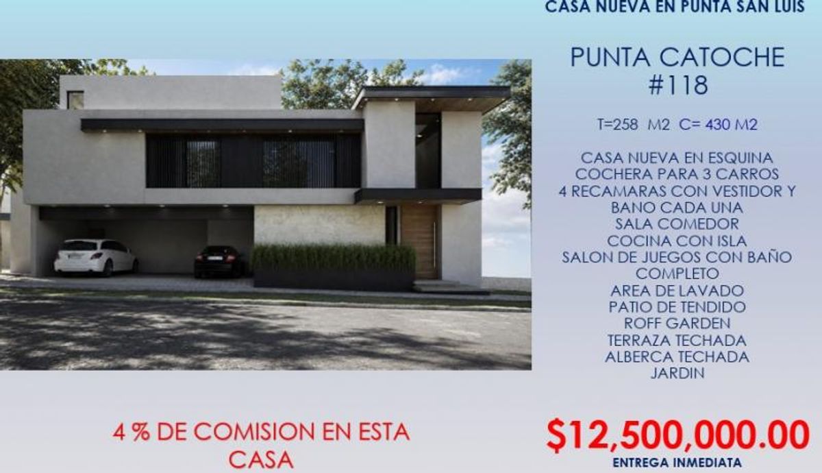 Casa moderna de dos niveles con fachada clara, cochera techada y jardinera frontal
