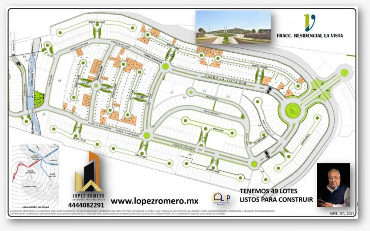 Plano urbanístico de un fraccionamiento residencial con calles trazadas, áreas verdes y lotes delimitados