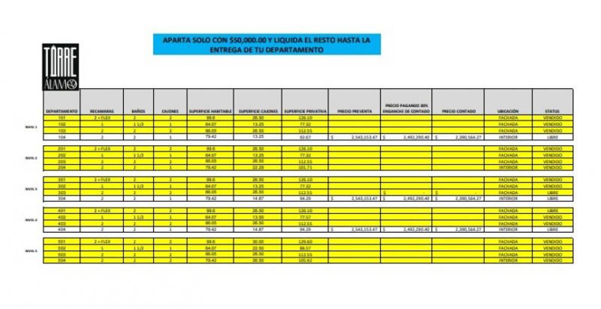 Fotografía de DEPARTAMENTOS EN VENTA TORRE ALAMO
