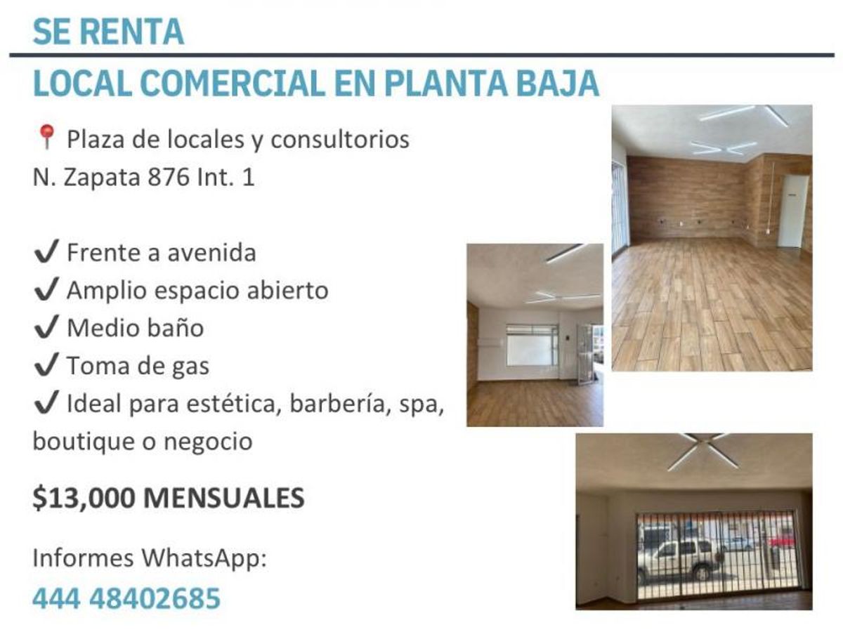 Local vacío con piso cerámico tipo madera, pared revestida y ventanal con reja metálica