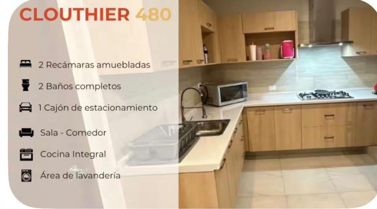 Cocina integral con gabinetes de madera clara, cubierta blanca, fregadero y parrilla de gas