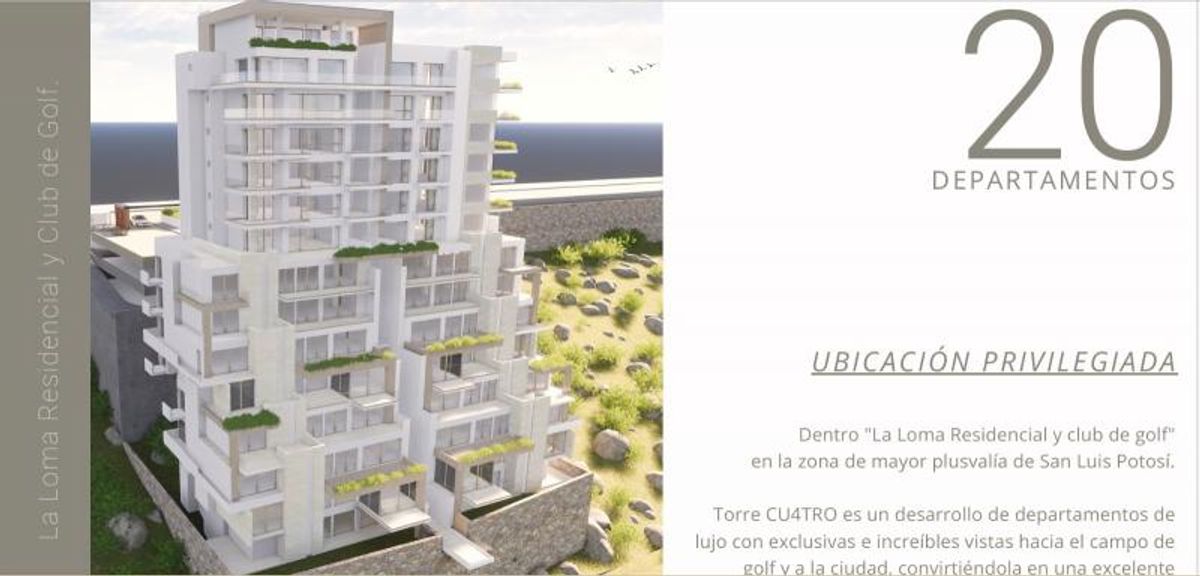 Edificio residencial de varios niveles con fachada blanca, balcones con vegetación y terrazas escalonadas