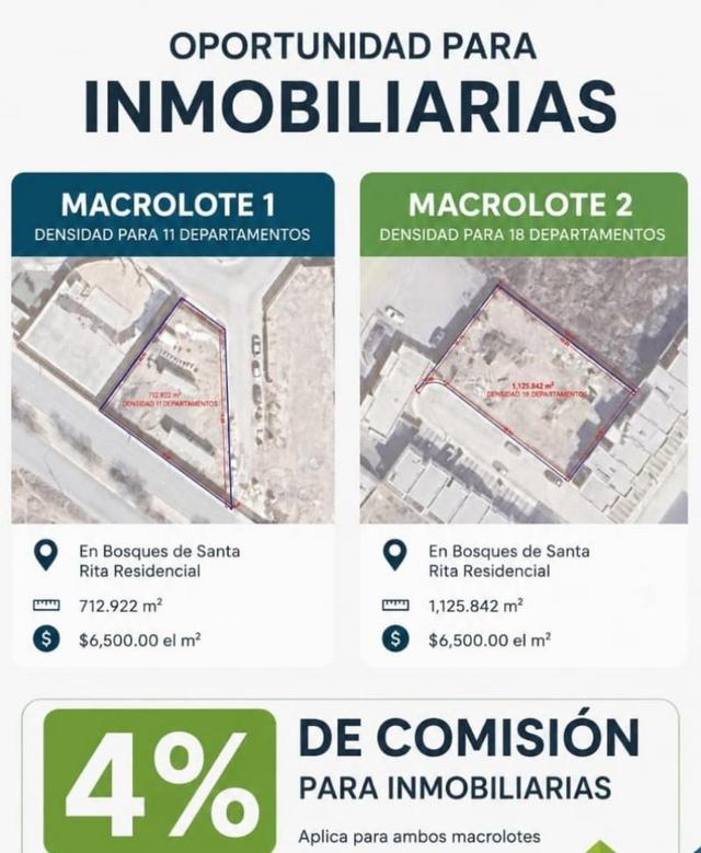 Cartel informativo con vistas satelitales de dos terrenos delimitados en una zona residencial