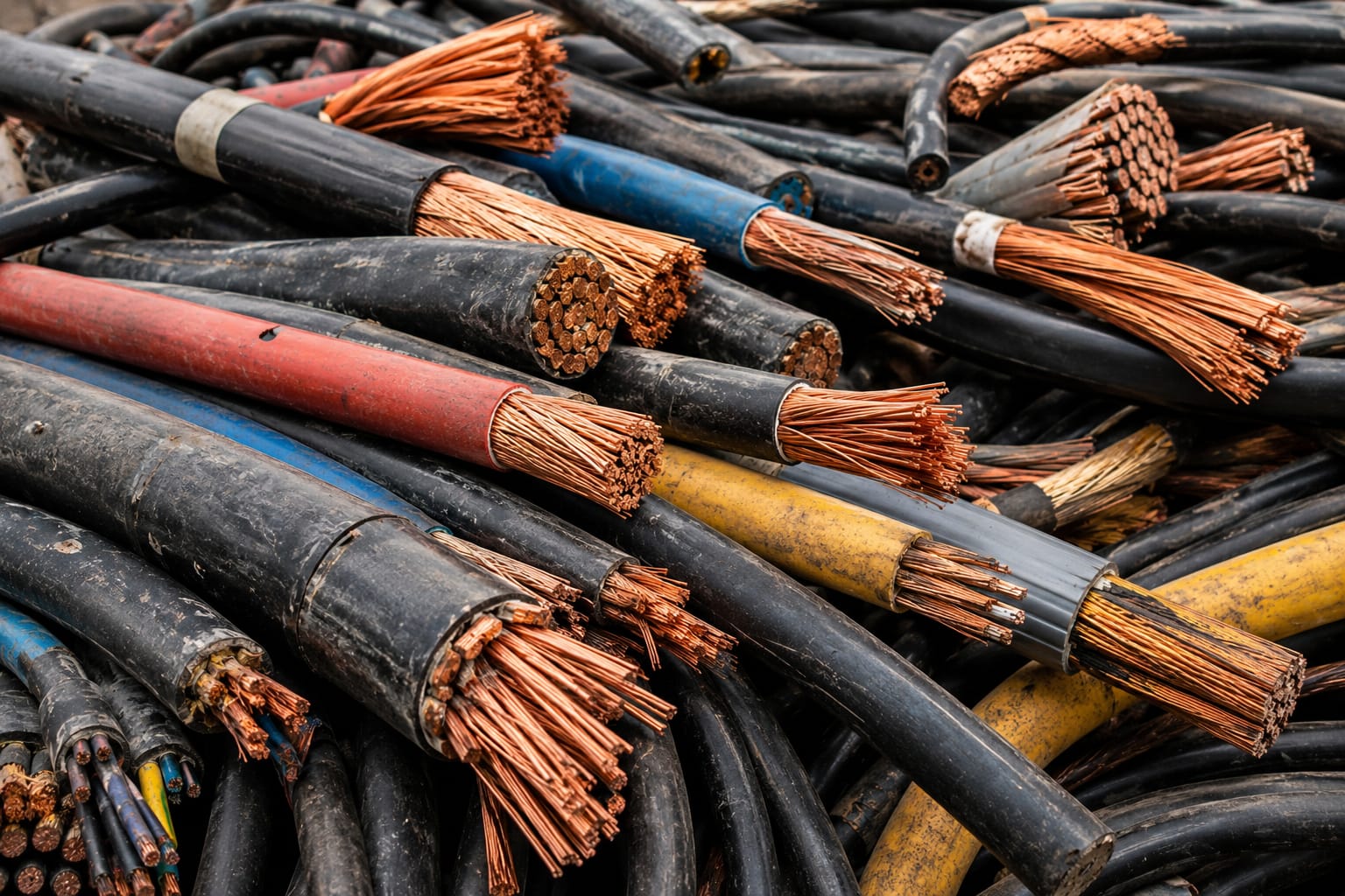Industrial copper cable prepared for recycling