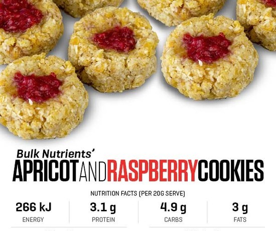 Apricot And Raspberry Cookies recipe from Bulk Nutrients