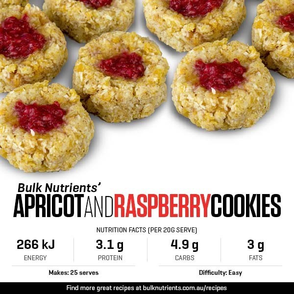 Apricot And Raspberry Cookies recipe from Bulk Nutrients