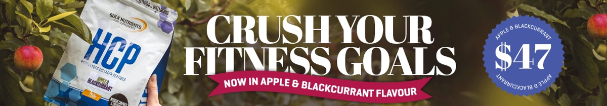 New HCP Apple and Blackcurrant - Crush your fitness goals - Now in Apple and Blackcurrant Flavour - Try Now!