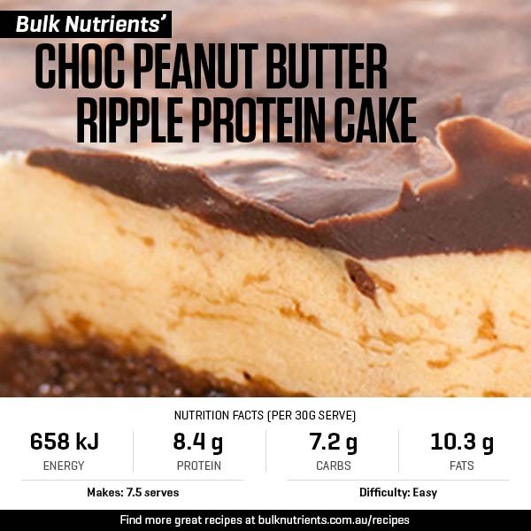 Choc Peanut Butter Ripple Protein Cake recipe from Bulk Nutrients