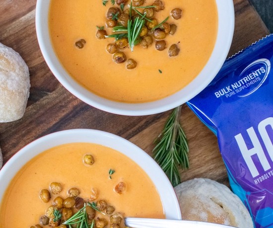 High protein Classic Winter Roast Vegetable Soup recipe from Bulk Nutrients