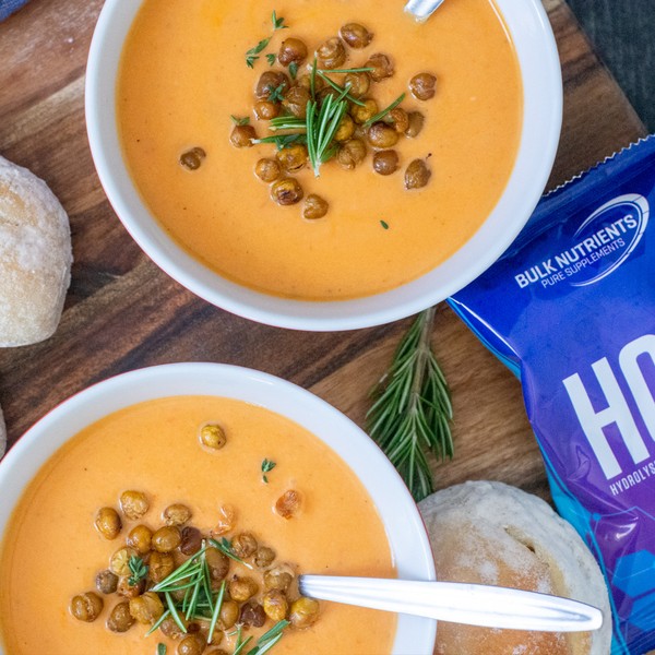 High protein Classic Winter Roast Vegetable Soup recipe from Bulk Nutrients