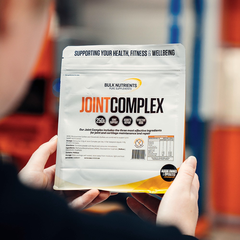 Bulk Nutrients' Joint Complex includes the three most effective ingredients for joint and cartilage maintenance and repair, MSM, Glucosamine Sulfate and Chondroitin Sulfate.