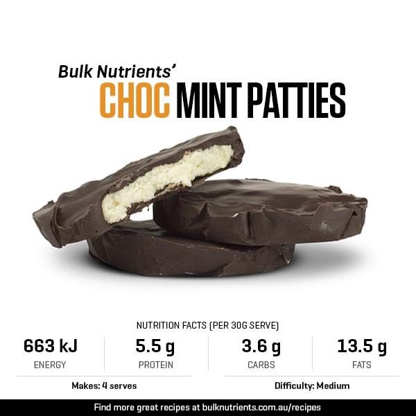 Choc Mint Patties recipe from Bulk Nutrients 