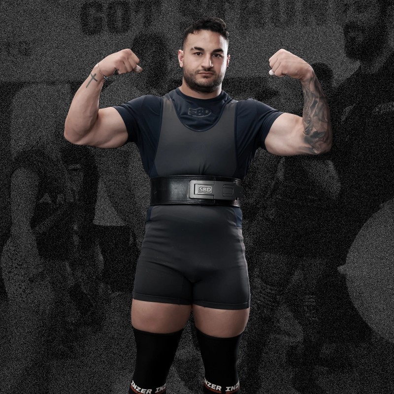 BN Ambassador Jason Stoupas with weightlifting belt