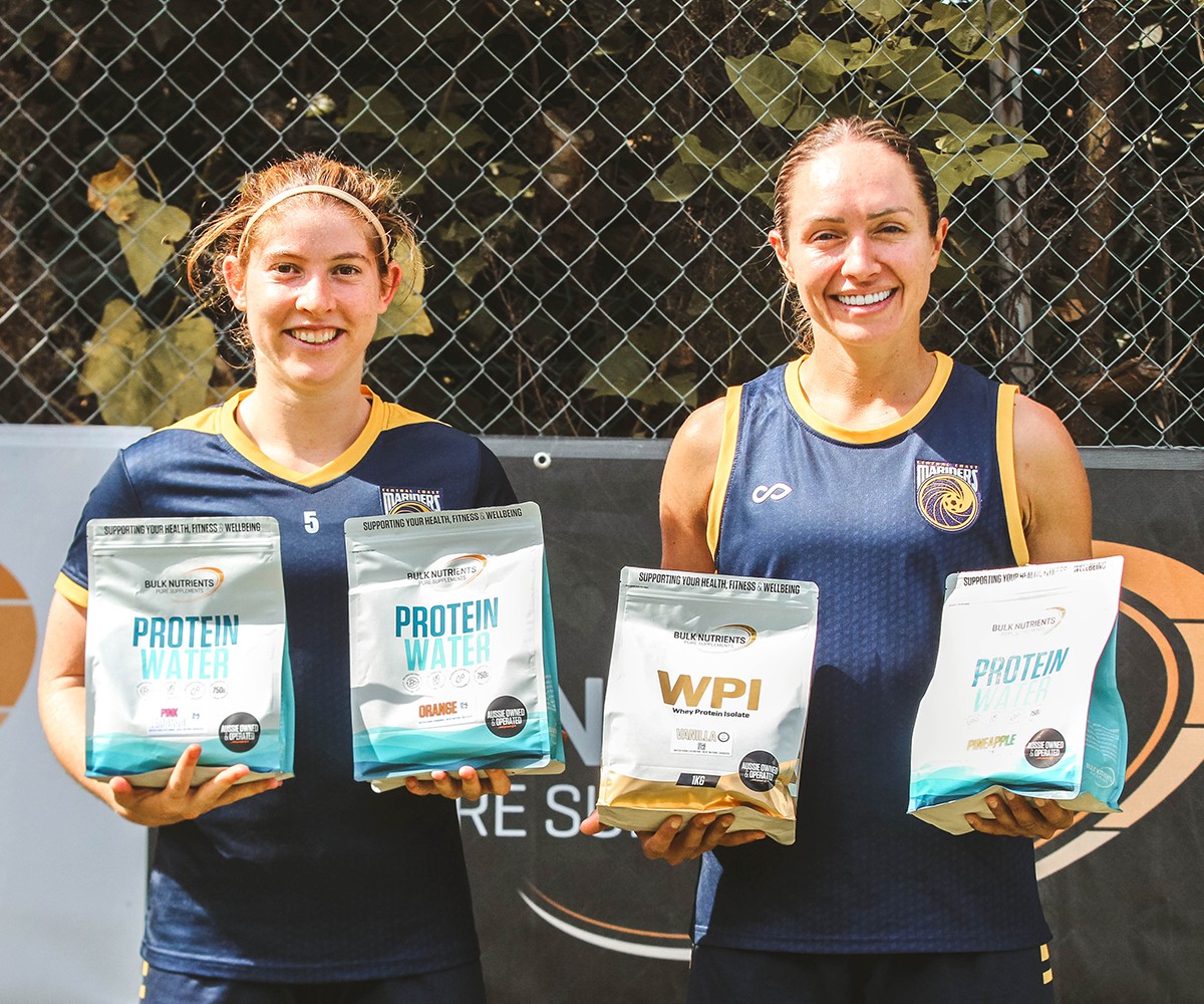 Bulk Nutrients Central Coast Mariners Womens players with Protein Water and WPI