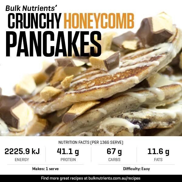 12 Days Of Christmas - Crunchy Honeycomb Pancakes recipe from Bulk Nutrients 