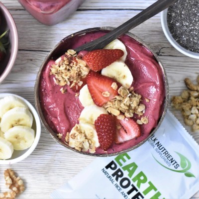 High protein Fruity Plant Protein Smoothie Bowl recipe from Bulk Nutrients