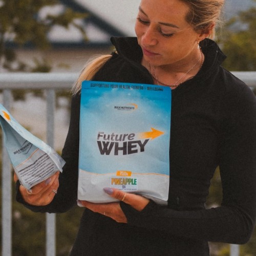 Bulk Nutrients' Future Whey is 100% plant-based and boasts free form amino acids, providing a refreshing and innovative way to consume protein. Pineapple flavour. 