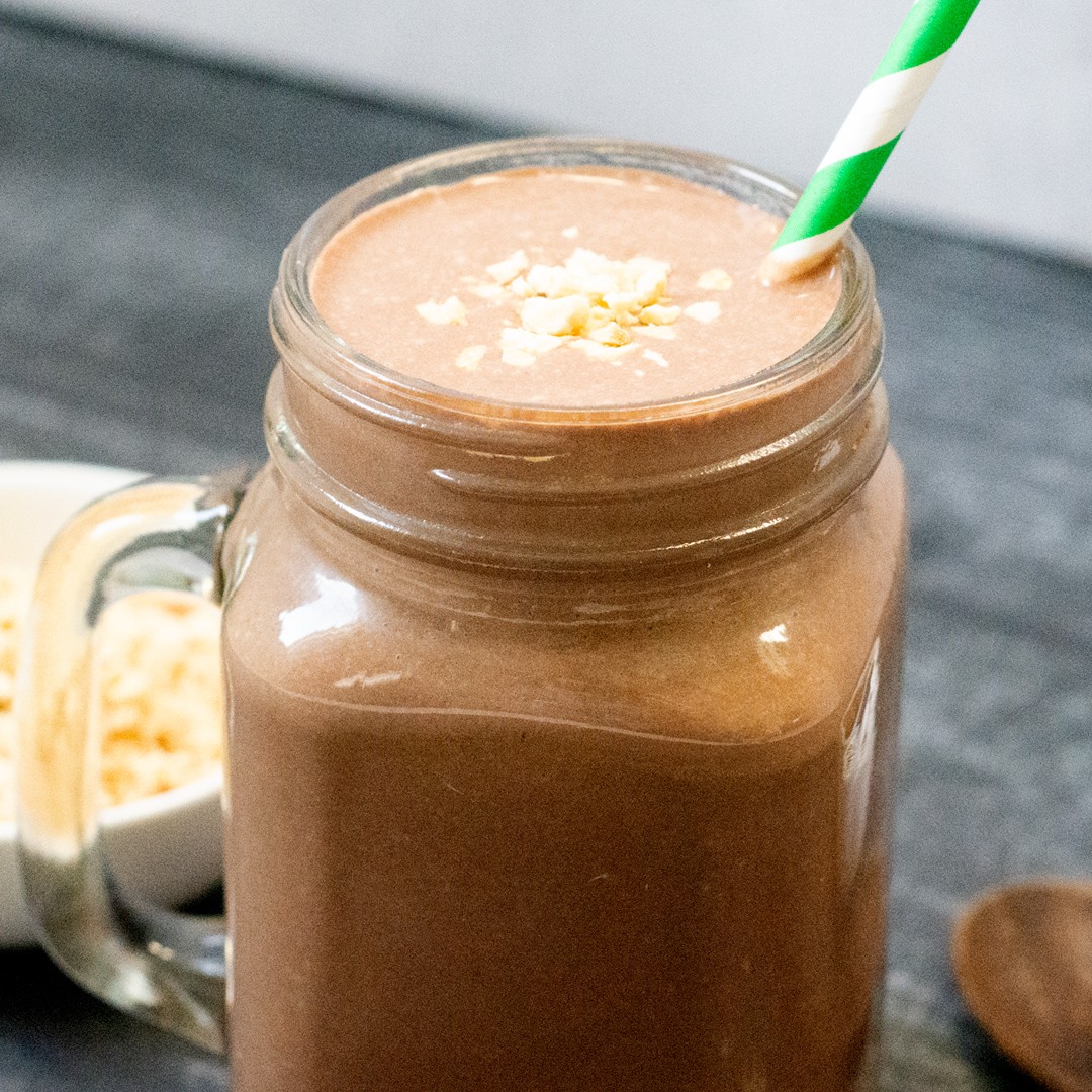 High protein Nutty Chocolate Vegan Protein Smoothie recipe from Bulk Nutrients