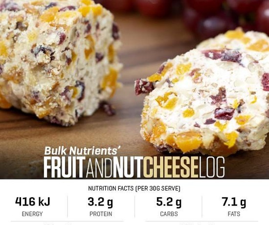 Protein Fruit and Nut Cheese Log recipe from Bulk Nutrients
