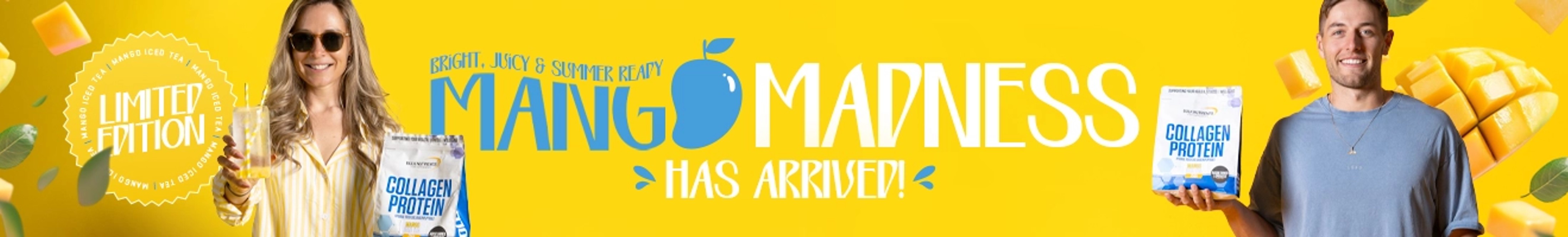 Collagen Protein - Limited Edition Mango Iced Tea - Bright, juice & summer ready Mango Madness has arrived.