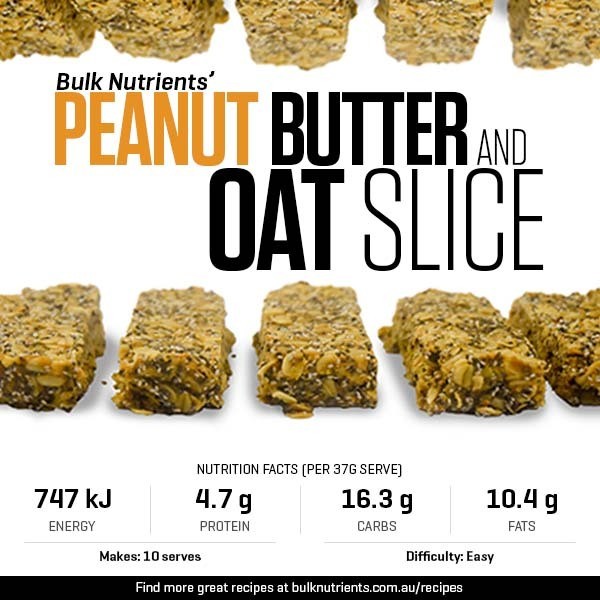 Peanut Butter and Oat Slice recipe from Bulk Nutrients 