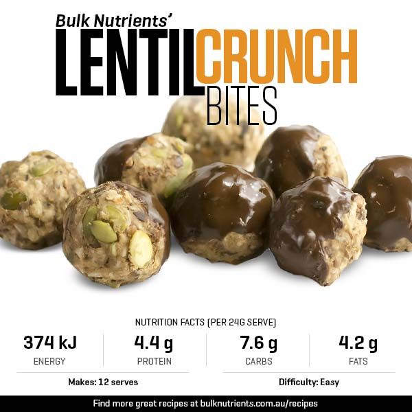 Lentil Crunch Bites recipe from Bulk Nutrients 