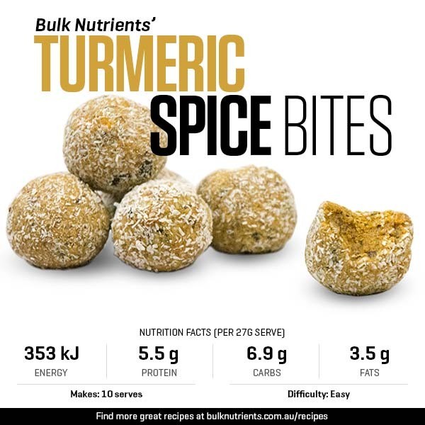 Turmeric Spice Bites recipe from Bulk Nutrients 