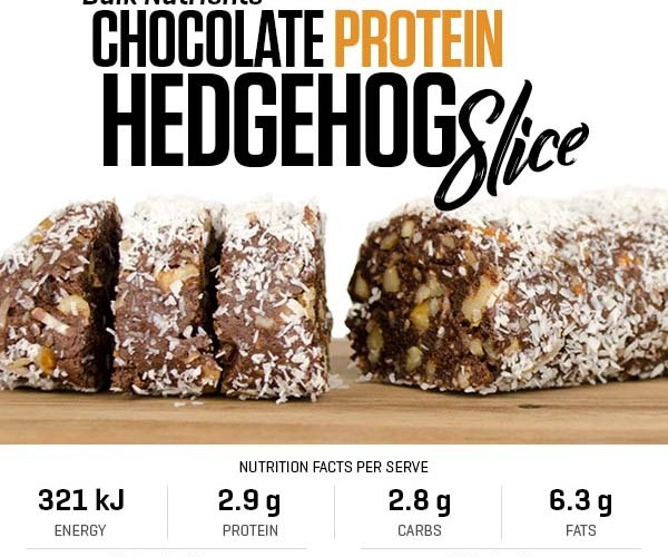Chocolate Protein Hedgehog Slice recipe from Bulk Nutrients