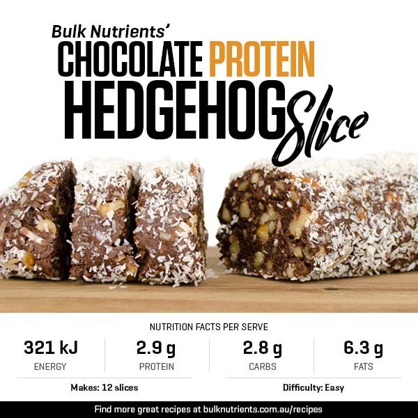 Chocolate Protein Hedgehog Slice recipe from Bulk Nutrients