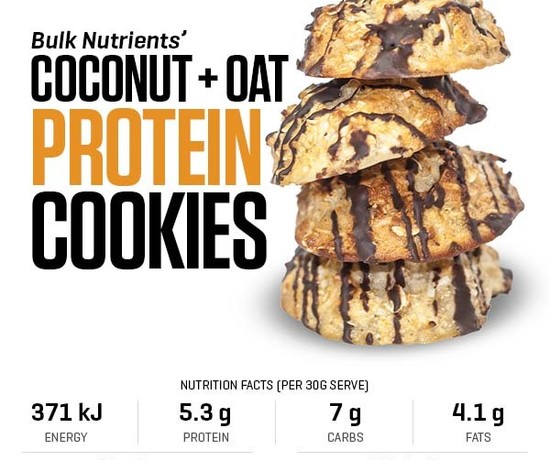 Coconut Oat Protein Cookies recipe from Bulk Nutrients