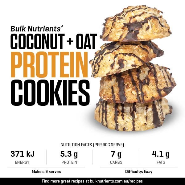 Coconut Oat Protein Cookies recipe from Bulk Nutrients