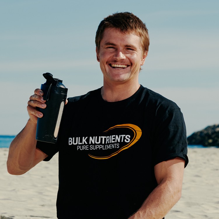 Bulk Nutrients Ambassadors Lewy Finnegan with Black t-shirt