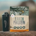 Bulk Nutrients' Earth Protein with a Bulk Black Stainless Steel Shaker