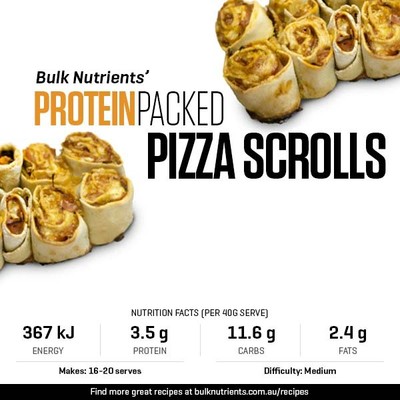 Protein-Packed Pizza Scrolls recipe from Bulk Nutrients 