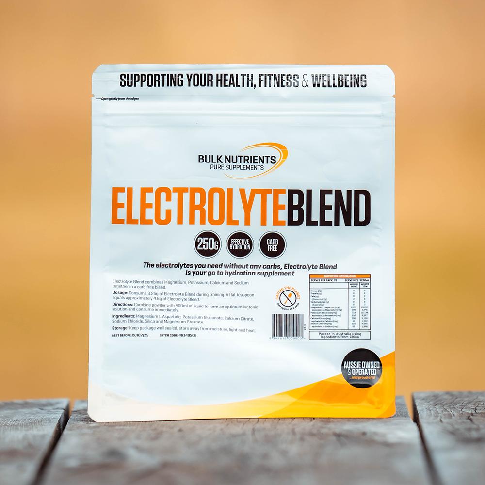 Bulk Nutrients' Electrolyte Blend containing the electrolytes you need without any carbohydrates its the go to rehydrating supplement