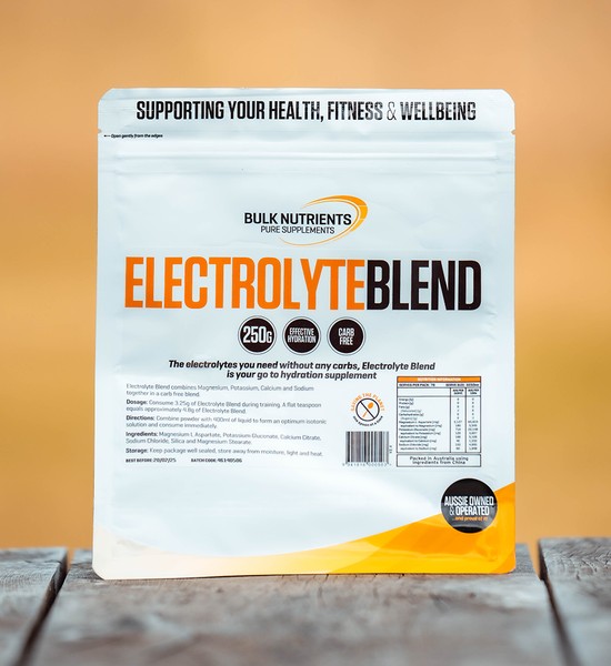 Bulk Nutrients' Electrolyte Blend containing the electrolytes you need without any carbohydrates its the go to rehydrating supplement