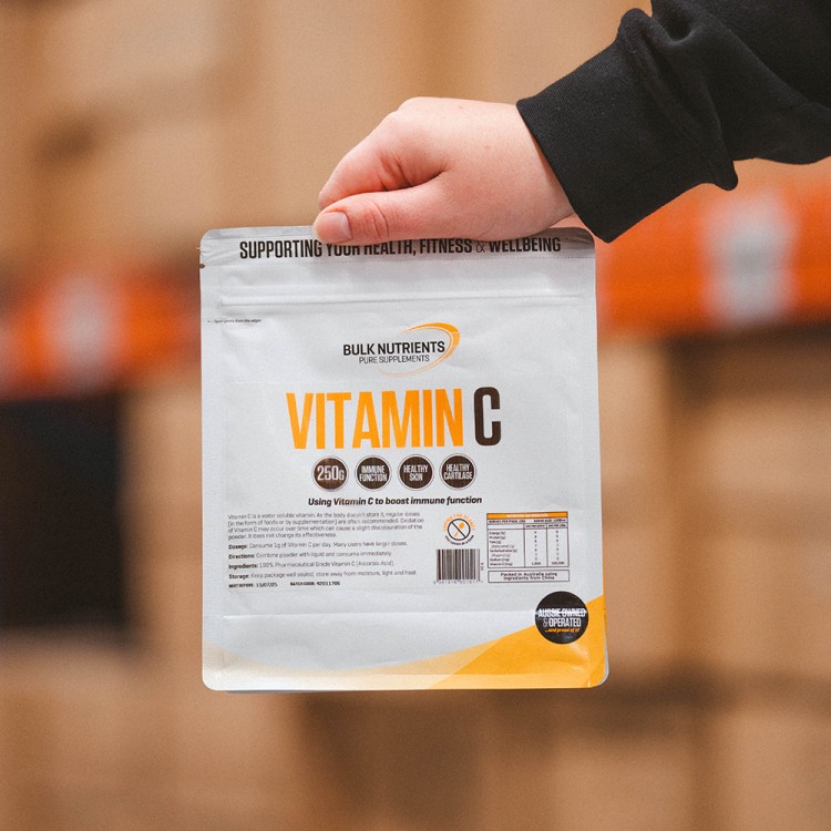 Bulk Nutrients' Vitamin C Powder Ascorbic Acid can assist healthy skin, cartilage, and immune function.