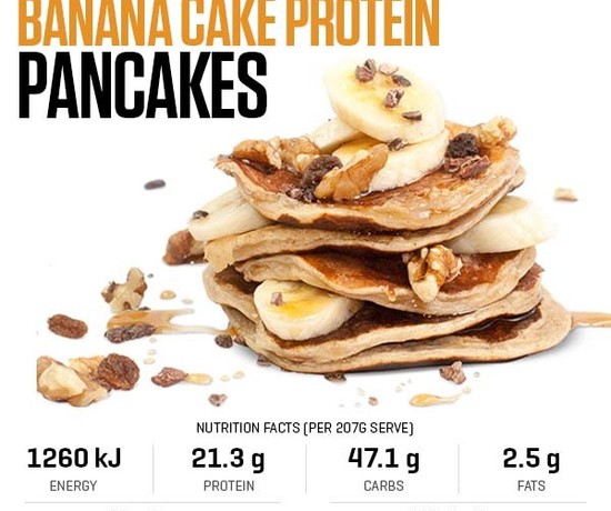 Banana Cake Protein Pancakes recipe from Bulk Nutrients
