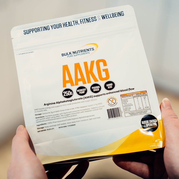 Bulk Nutrients' Arginine Alpha Ketoglutarate (AAKG) ability to improve blood flow can create a pump effect while weight training, something that all bodybuilders love.