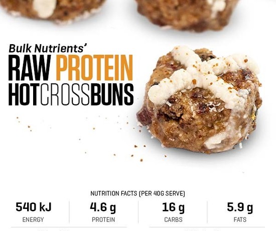 Raw Protein Hot Cross Buns recipe from Bulk Nutrients