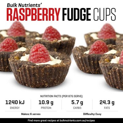 Valentine's Day Raspberry Fudge Cups recipe from Bulk Nutrients
