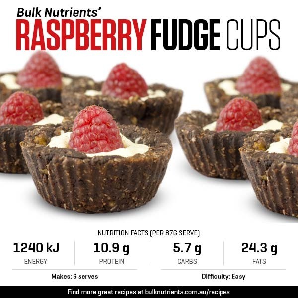 Valentine's Day Raspberry Fudge Cups recipe from Bulk Nutrients 