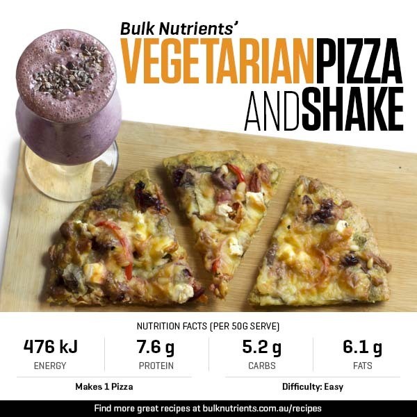 Protein-Packed Dinner - Vegetarian Pizza and Shake recipe from Bulk Nutrients