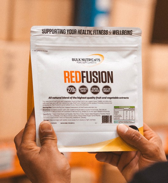 Bulk Nutrients' Red Fusion a 100% natural blend of the highest quality fruit and vegetable extracts