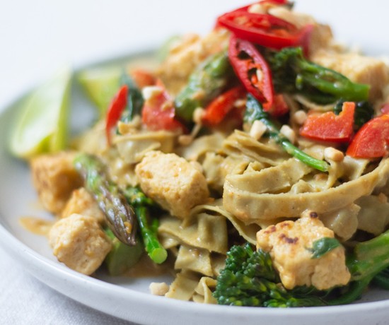 High Protein Satay Tofu and Edamame Noodles recipe from Bulk Nutrients