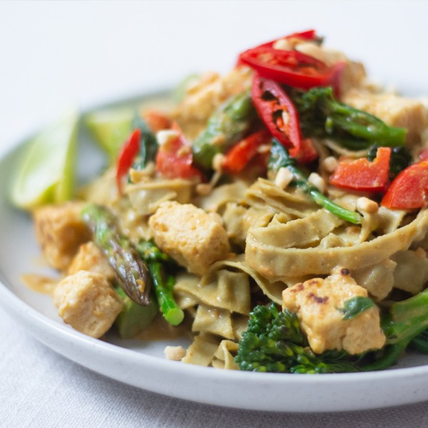 High Protein Satay Tofu and Edamame Noodles recipe from Bulk Nutrients