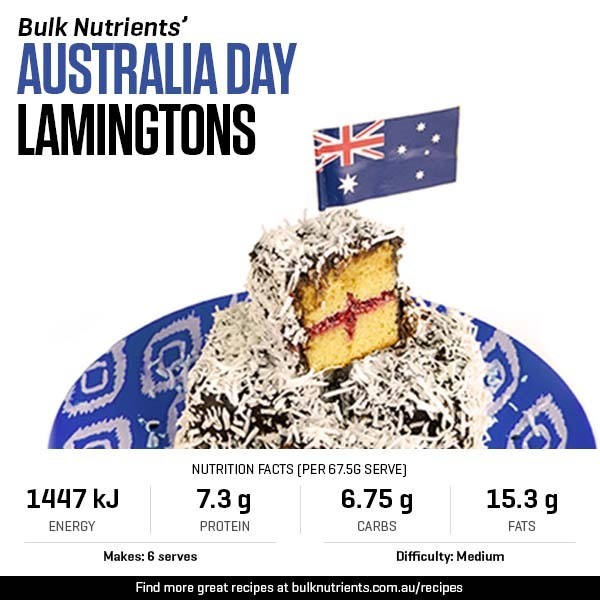 Australia Day Lamingtons recipe from Bulk Nutrients